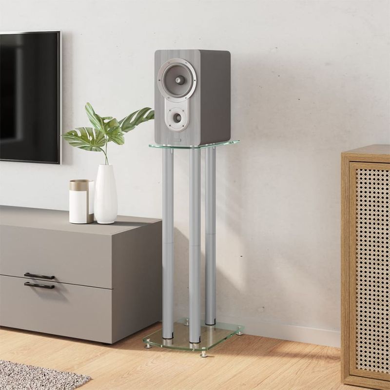 TV, Audio-Video si Foto - Audio profesionale - Stative - Suporturi pentru difuzoare 2 buc, sticla securizata, 3 stalpi - Infinity.ro