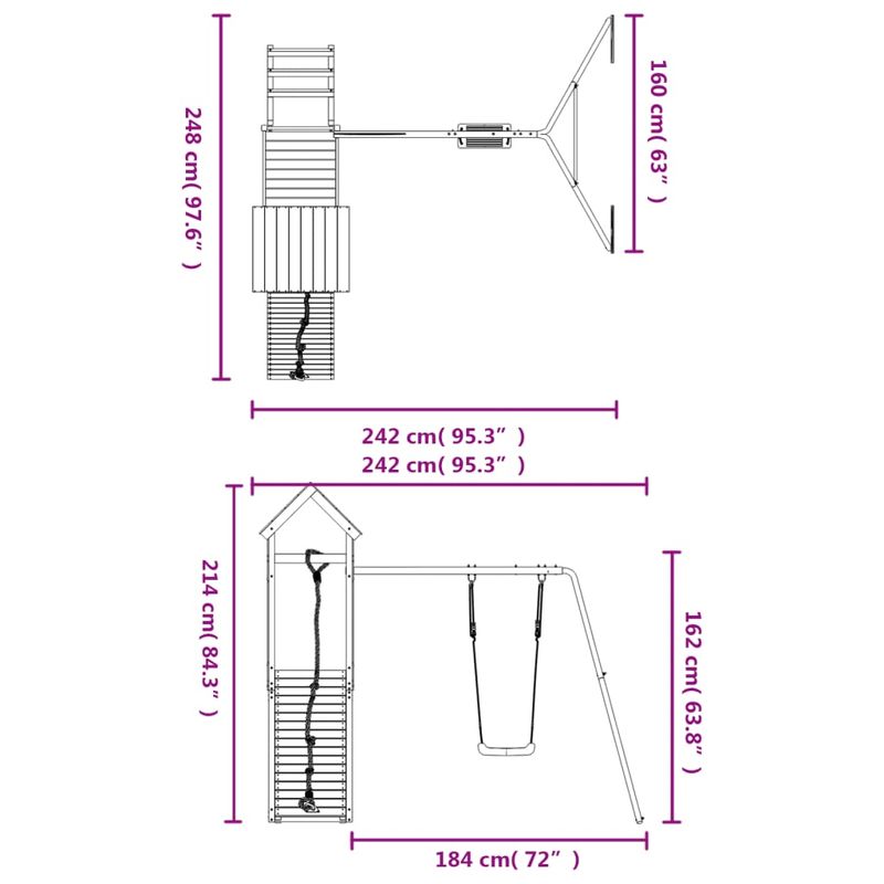 Jucarii, Copii si Bebe - Jucarii si jocuri - Jucarii de exterior - Spatii de joaca si accesorii - Set de joaca pentru exterior, lemn de pin impregnat - Infinity.ro