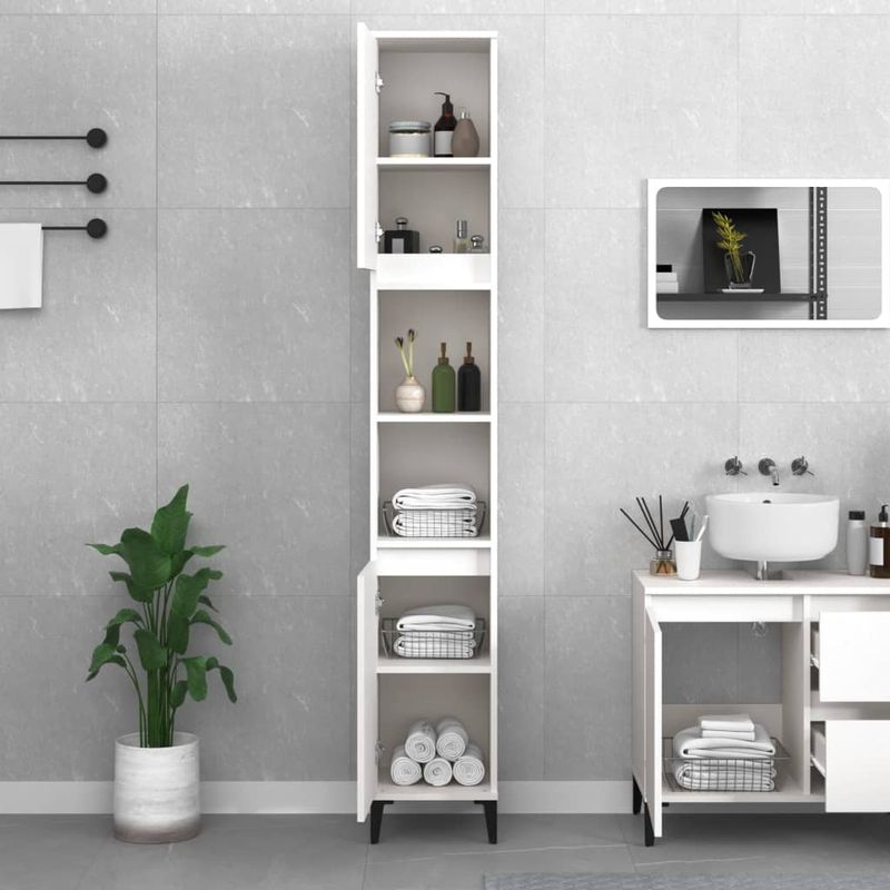 Casa si Gradina - Mobilier - Mobilier baie - Comode baie - Dulap de baie, alb, 30x30x190 cm, lemn prelucrat - Infinity.ro
