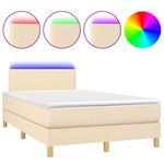 Casa si Gradina - Mobilier - Paturi si accesorii - Paturi - Pat cu arcuri, saltea si LED, crem, 120x200 cm, textil - Infinity.ro