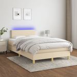 Casa si Gradina - Mobilier - Paturi si accesorii - Paturi - Pat cu arcuri, saltea si LED, crem, 120x200 cm, textil - Infinity.ro