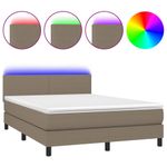 Casa si Gradina - Mobilier - Paturi si accesorii - Paturi - Pat cu arcuri, saltea si LED, gri taupe, 140x190 cm, textil - Infinity.ro