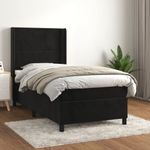 Casa si Gradina - Mobilier - Paturi si accesorii - Paturi - Pat box spring cu saltea, negru, 80x200 cm, catifea - Infinity.ro