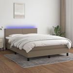 Casa si Gradina - Mobilier - Paturi si accesorii - Paturi - Pat cu arcuri, saltea si LED, gri taupe, 140x190 cm, textil - Infinity.ro