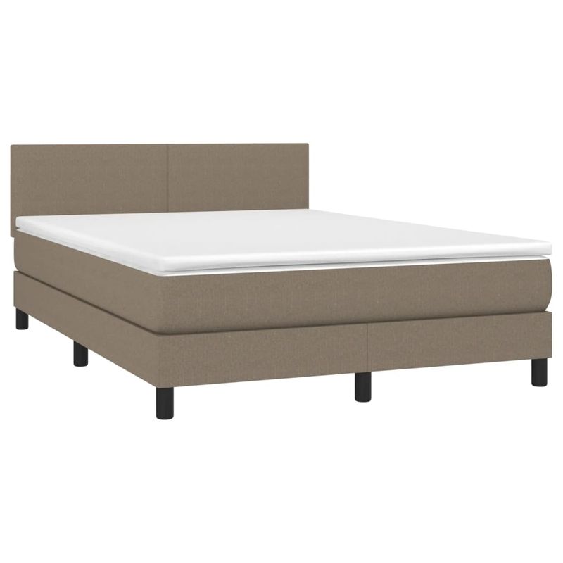 Casa si Gradina - Mobilier - Paturi si accesorii - Paturi - Pat cu arcuri, saltea si LED, gri taupe, 140x190 cm, textil - Infinity.ro