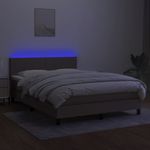 Casa si Gradina - Mobilier - Paturi si accesorii - Paturi - Pat cu arcuri, saltea si LED, gri taupe, 140x190 cm, textil - Infinity.ro