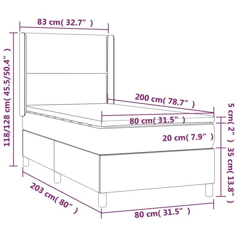 Casa si Gradina - Mobilier - Paturi si accesorii - Paturi - Pat box spring cu saltea, negru, 80x200 cm, catifea - Infinity.ro