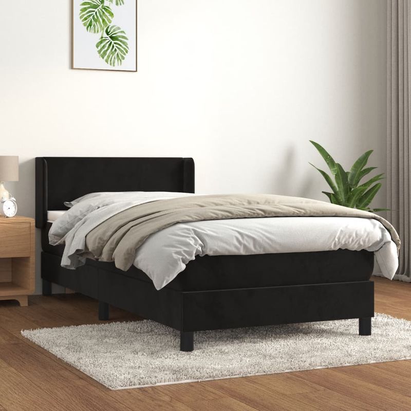 Casa si Gradina - Mobilier - Paturi si accesorii - Paturi - Pat continental cu saltea, negru, 80x200 cm, catifea - Infinity.ro