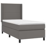 Casa si Gradina - Mobilier - Paturi si accesorii - Paturi - Pat box spring cu saltea, gri, 80x200 cm, piele ecologica - Infinity.ro