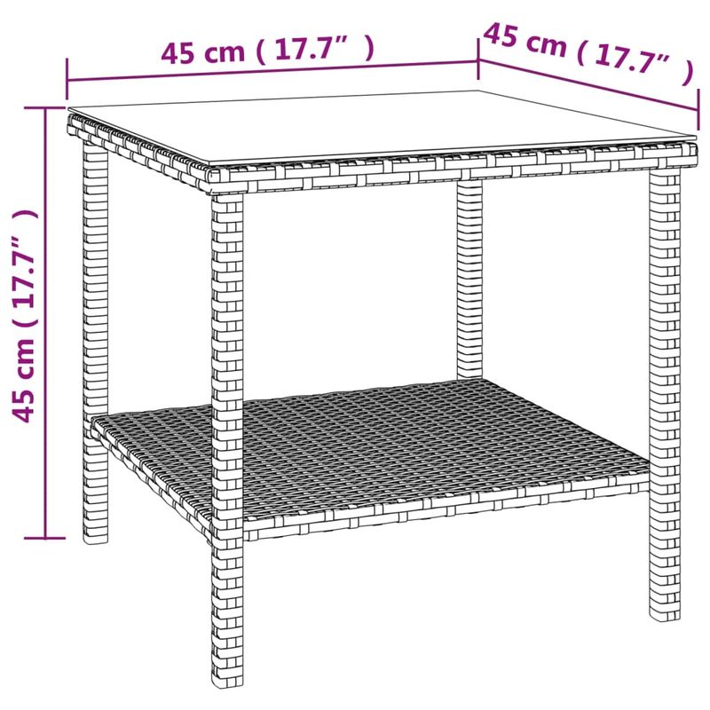Casa si Gradina - Mobilier - Mese si birouri - Mese living - Masa laterala, negru, 45x45x45 cm poliratan/sticla securizata - Infinity.ro