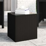 Casa si Gradina - Mobilier - Mese si birouri - Mese living - Masa laterala, negru, 40x37x40,5 cm poliratan/sticla securizata - Infinity.ro