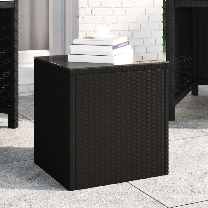 Casa si Gradina - Mobilier - Mese si birouri - Mese living - Masa laterala, negru, 40x37x40,5 cm poliratan/sticla securizata - Infinity.ro