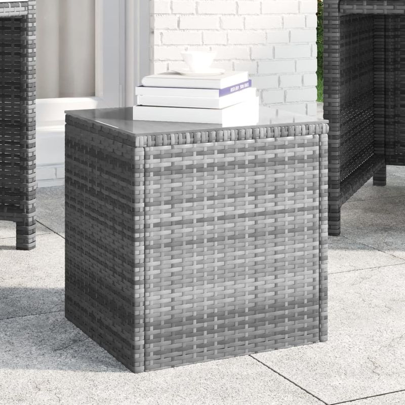 Casa si Gradina - Mobilier - Mese si birouri - Mese living - Masa laterala, gri, 40x37x40,5 cm poliratan/sticla securizata - Infinity.ro