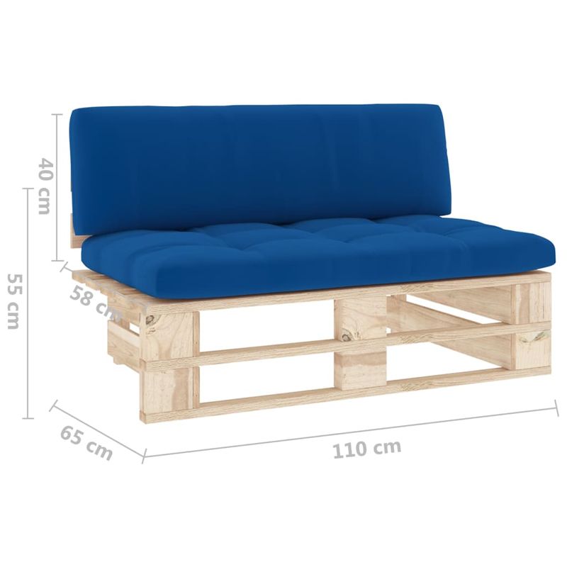 Casa si Gradina - Gradina si terasa - Mobilier exterior - Canapele si fotolii gradina - Otoman de gradina din paleti, lemn de pin tratat, albastru regal, model canapea de mijloc - Infinity.ro