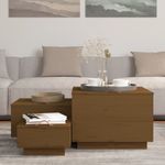 Casa si Gradina/Mobilier/Dulapuri si sifoniere/Dulapuri - Cutii de depozitare cu capace 3 buc. maro miere lemn masiv pin - Infinity.ro
