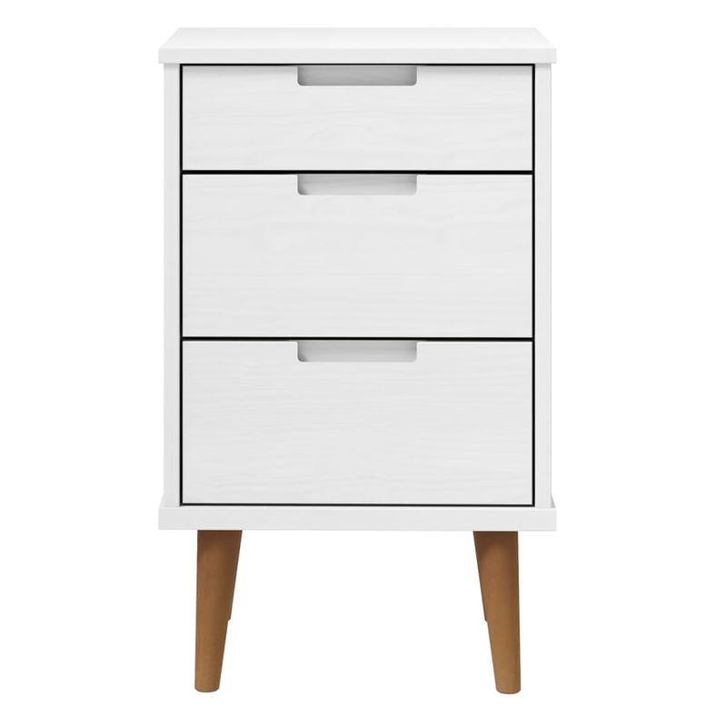 Casa si Gradina - Mobilier - Comode si corpuri - Noptiere - Dulap noptiera "MOLDE", alb, 40x35x65 cm, lemn masiv de pin - Infinity.ro