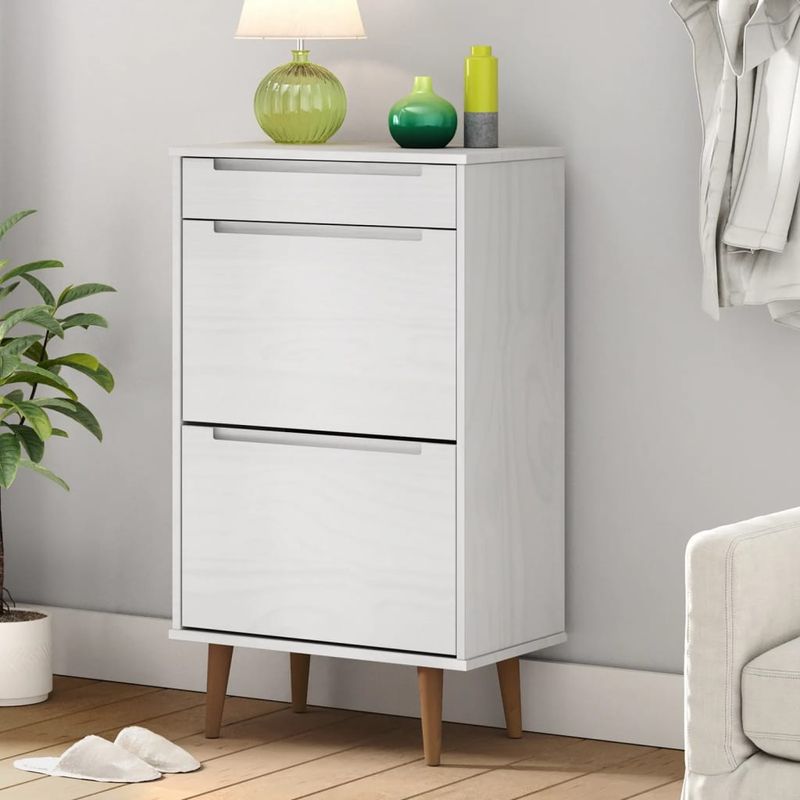 Casa si Gradina - Mobilier - Organizare si depozitare - Organizator incaltaminte - Pantofar "MOLDE", alb, 59,5x35x103 cm, lemn masiv de pin - Infinity.ro