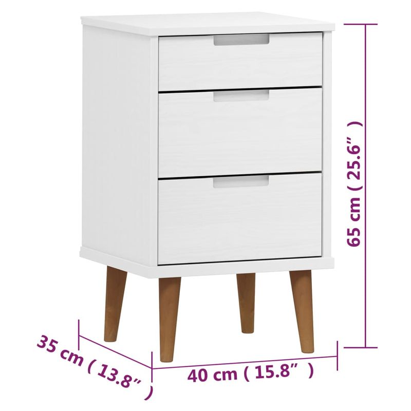 Casa si Gradina - Mobilier - Comode si corpuri - Noptiere - Dulap noptiera "MOLDE", alb, 40x35x65 cm, lemn masiv de pin - Infinity.ro