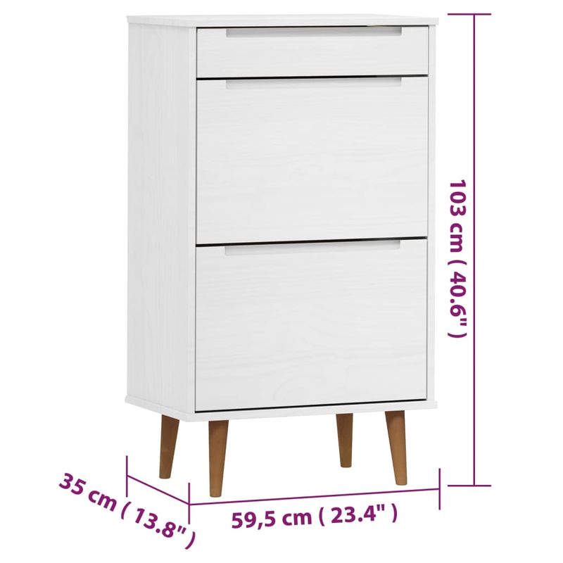 Casa si Gradina - Mobilier - Organizare si depozitare - Organizator incaltaminte - Pantofar "MOLDE", alb, 59,5x35x103 cm, lemn masiv de pin - Infinity.ro