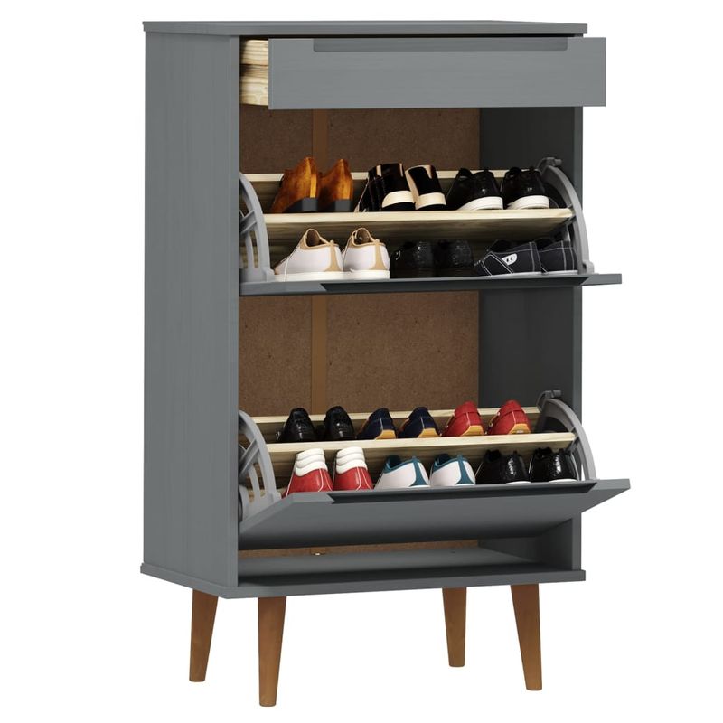 Casa si Gradina - Mobilier - Organizare si depozitare - Organizator incaltaminte - Pantofar "MOLDE", gri, 59,5x35x103 cm, lemn masiv de pin - Infinity.ro