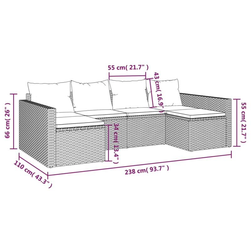 Casa si Gradina - Gradina si terasa - Mobilier exterior - Seturi mobila gradina - Set sezlong de gradina cu perne, 2 piese, cu perne, negru, poliratan - Infinity.ro