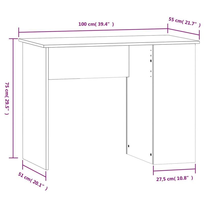 Casa si Gradina - Mobilier - Mese si birouri - Birouri - Birou, alb, 100x55x75 cm, lemn prelucrat - Infinity.ro