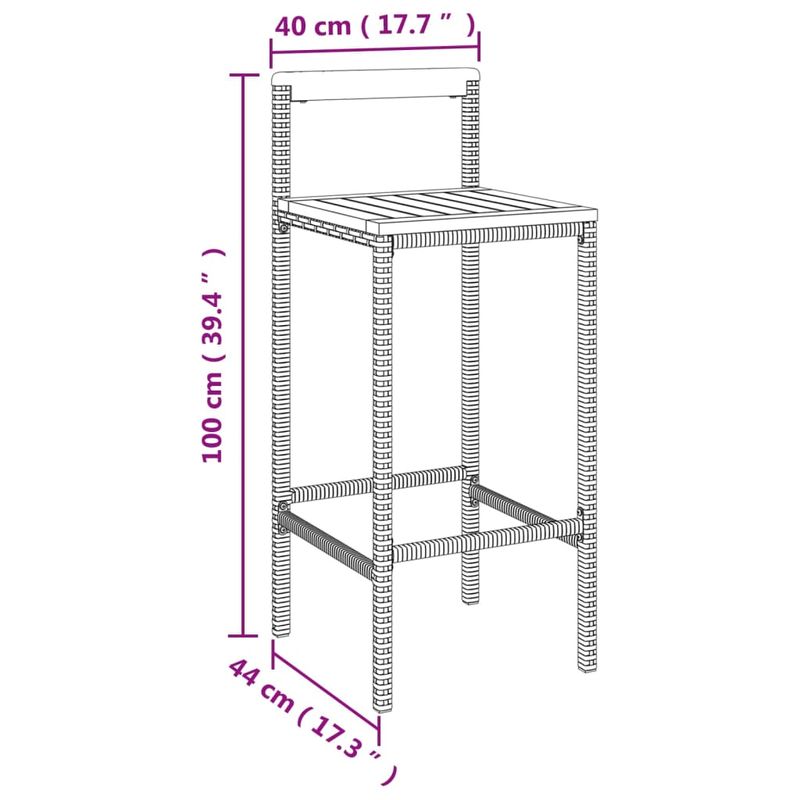 Casa si Gradina - Gradina si terasa - Mobilier exterior - Seturi mobila gradina - Set bar pentru gradina, 9 piese, gri, poliratan/lemn acacia - Infinity.ro