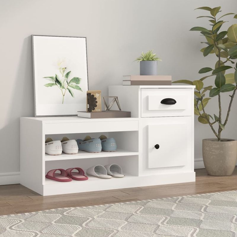 Casa si Gradina - Mobilier - Organizare si depozitare - Organizator incaltaminte - Pantofar, alb, 102x36x60 cm, lemn compozit - Infinity.ro