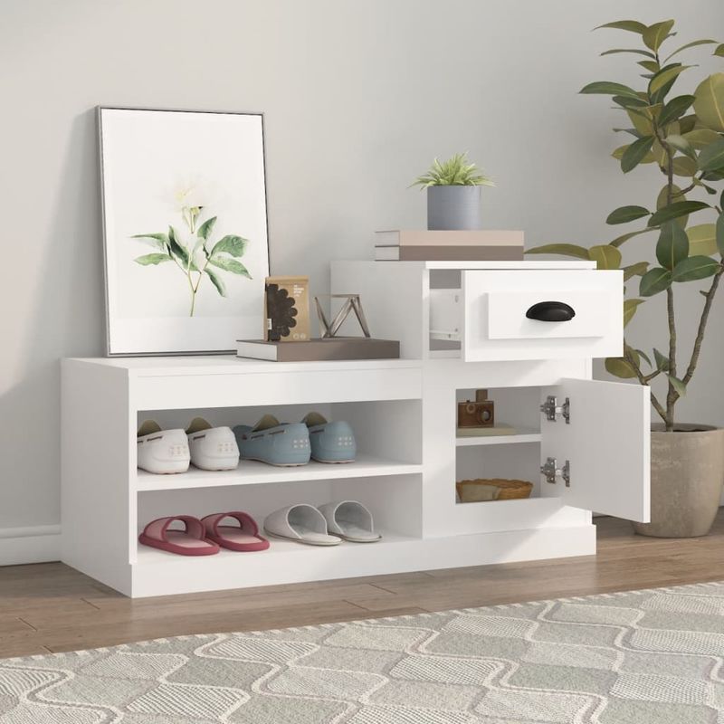 Casa si Gradina - Mobilier - Organizare si depozitare - Organizator incaltaminte - Pantofar, alb, 102x36x60 cm, lemn compozit - Infinity.ro