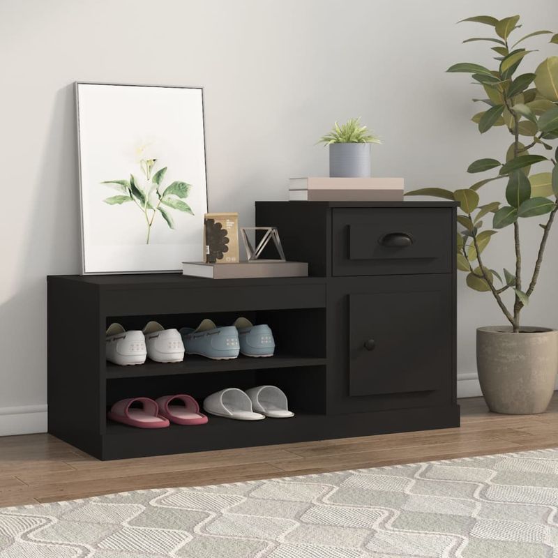 Casa si Gradina - Mobilier - Organizare si depozitare - Organizator incaltaminte - Pantofar, negru, 100x42x60 cm, lemn prelucrat - Infinity.ro