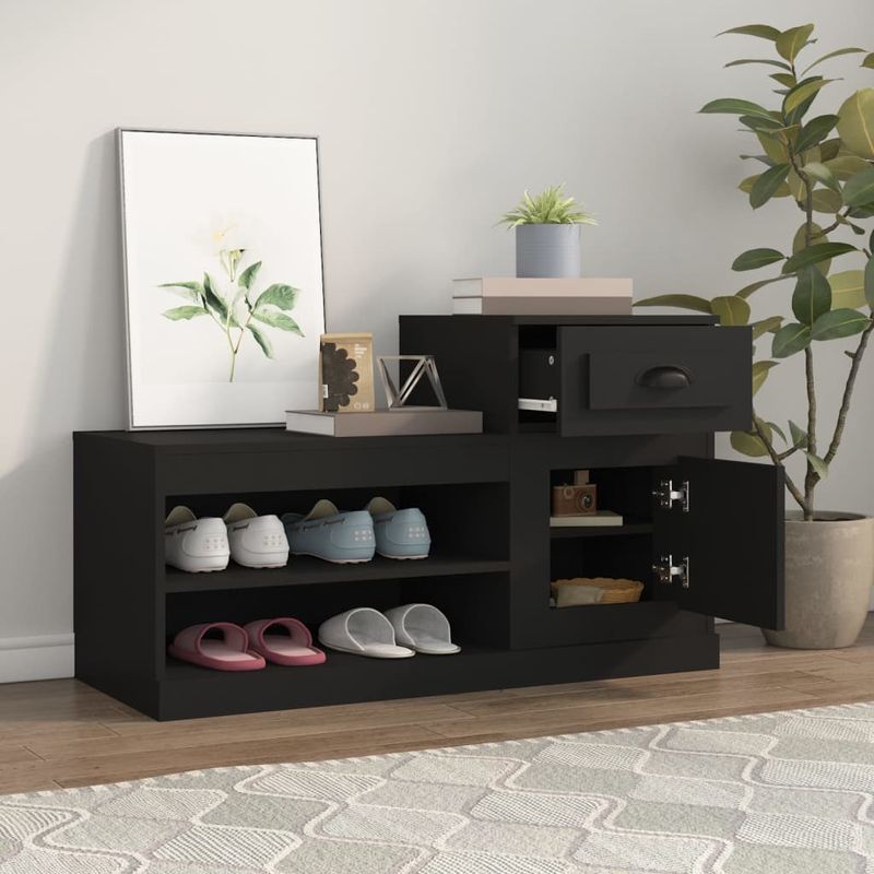 Casa si Gradina - Mobilier - Organizare si depozitare - Organizator incaltaminte - Pantofar, negru, 100x42x60 cm, lemn prelucrat - Infinity.ro