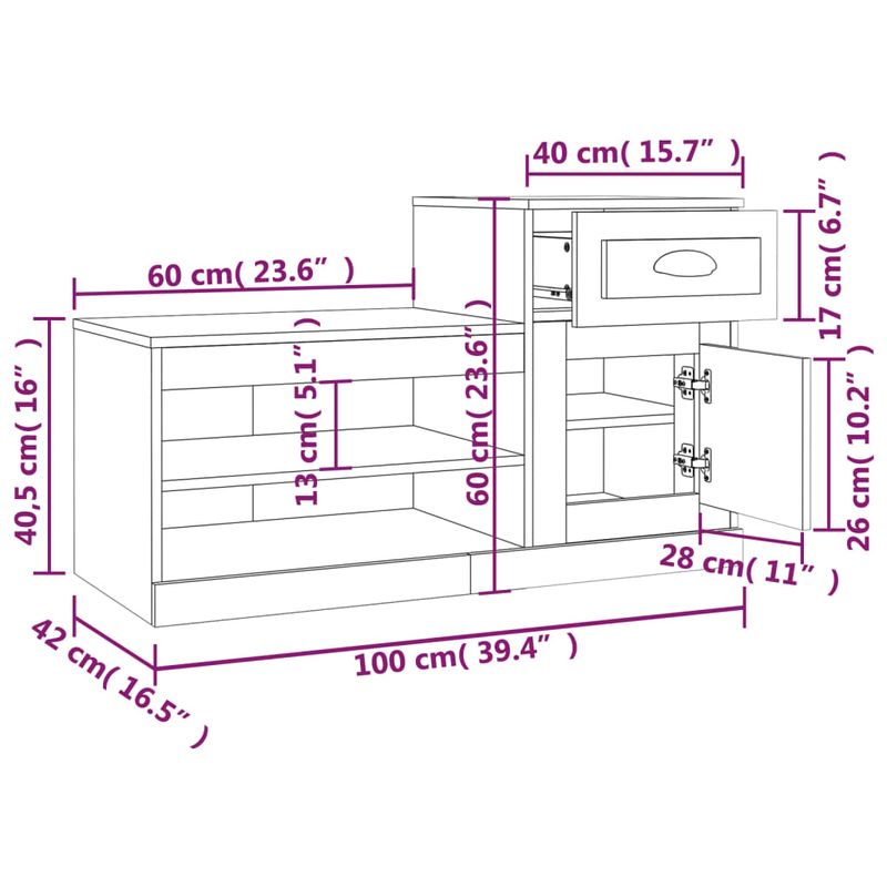 Casa si Gradina - Mobilier - Organizare si depozitare - Organizator incaltaminte - Pantofar, negru, 100x42x60 cm, lemn prelucrat - Infinity.ro