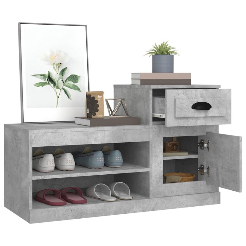 Casa si Gradina - Mobilier - Organizare si depozitare - Organizator incaltaminte - Pantofar, gri beton, 100x42x60 cm, lemn prelucrat - Infinity.ro