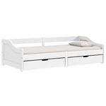 Casa si Gradina - Mobilier - Paturi si accesorii - Paturi - Pat de zi cu 2 sertare "IRUN", alb, 90x200 cm, lemn masiv pin - Infinity.ro