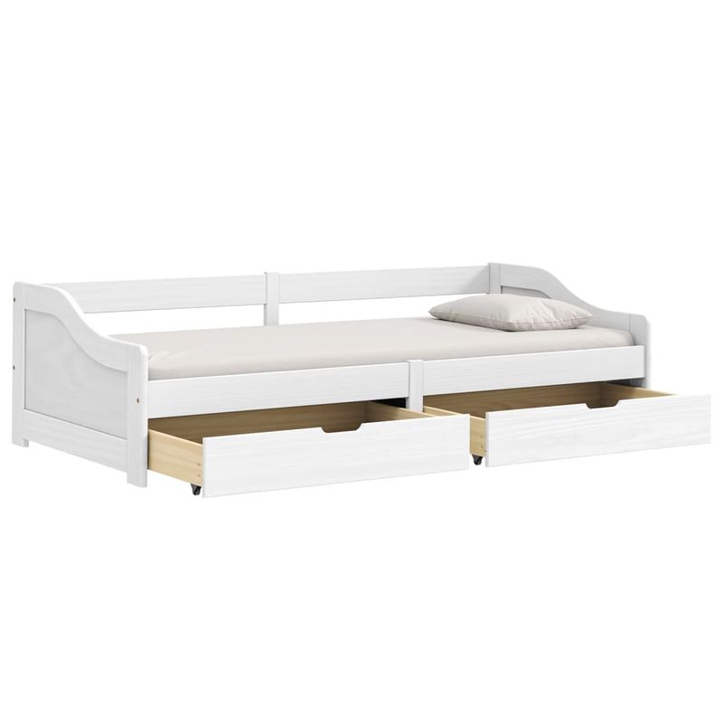 Casa si Gradina - Mobilier - Paturi si accesorii - Paturi - Pat de zi cu 2 sertare "IRUN", alb, 90x200 cm, lemn masiv pin - Infinity.ro