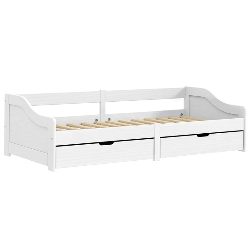 Casa si Gradina - Mobilier - Paturi si accesorii - Paturi - Pat de zi cu 2 sertare "IRUN", alb, 90x200 cm, lemn masiv pin - Infinity.ro