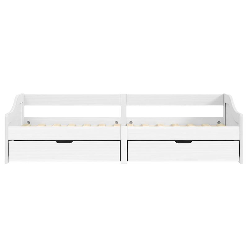 Casa si Gradina - Mobilier - Paturi si accesorii - Paturi - Pat de zi cu 2 sertare "IRUN", alb, 90x200 cm, lemn masiv pin - Infinity.ro