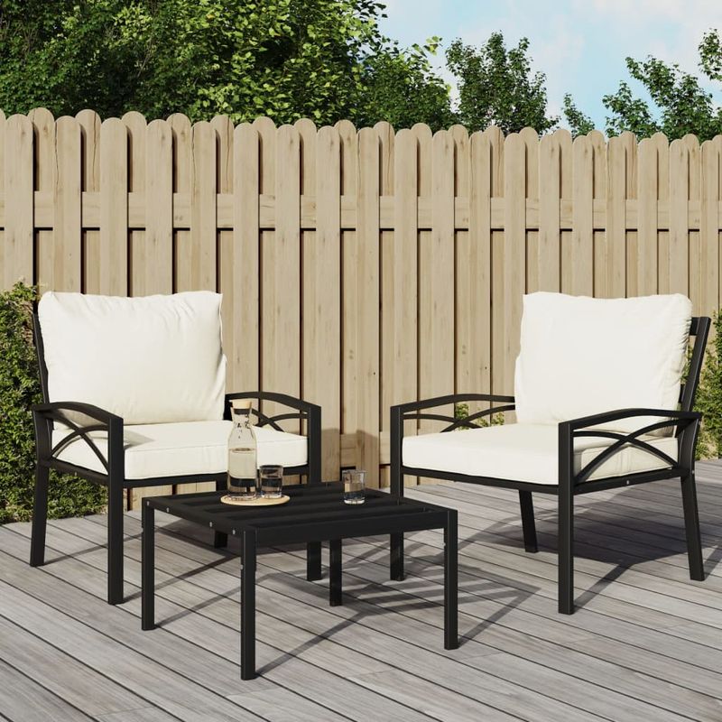 Casa si Gradina - Gradina si terasa - Mobilier exterior - Canapele si fotolii gradina - Scaun de gradina cu perne, 2 buc., 68x76x79 cm, otel, nisipiu - Infinity.ro