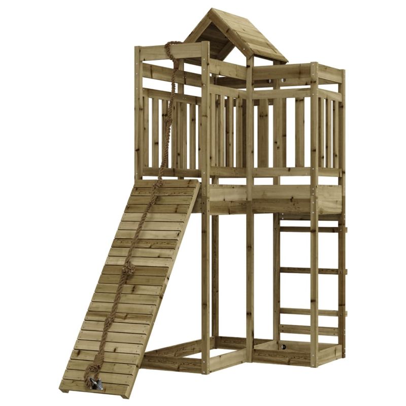 Jucarii, Copii si Bebe - Jucarii si jocuri - Jucarii de exterior - Spatii de joaca si accesorii - Casuta de joaca cu perete de catarat, lemn de pin impregnat - Infinity.ro