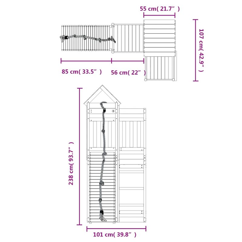 Jucarii, Copii si Bebe - Jucarii si jocuri - Jucarii de exterior - Spatii de joaca si accesorii - Casuta de joaca cu perete de catarat, lemn de pin impregnat - Infinity.ro