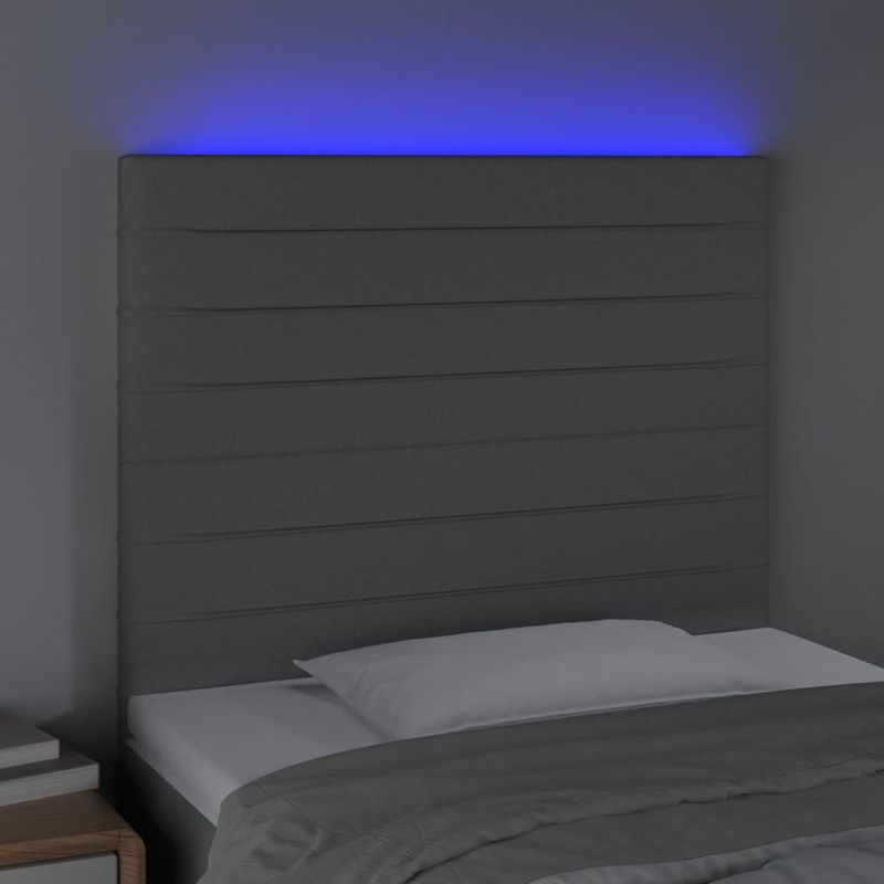 Casa si Gradina - Mobilier - Paturi si accesorii - Accesorii paturi - Tablie de pat cu LED, gri deschis, 100x5x118/128 cm, textil - Infinity.ro