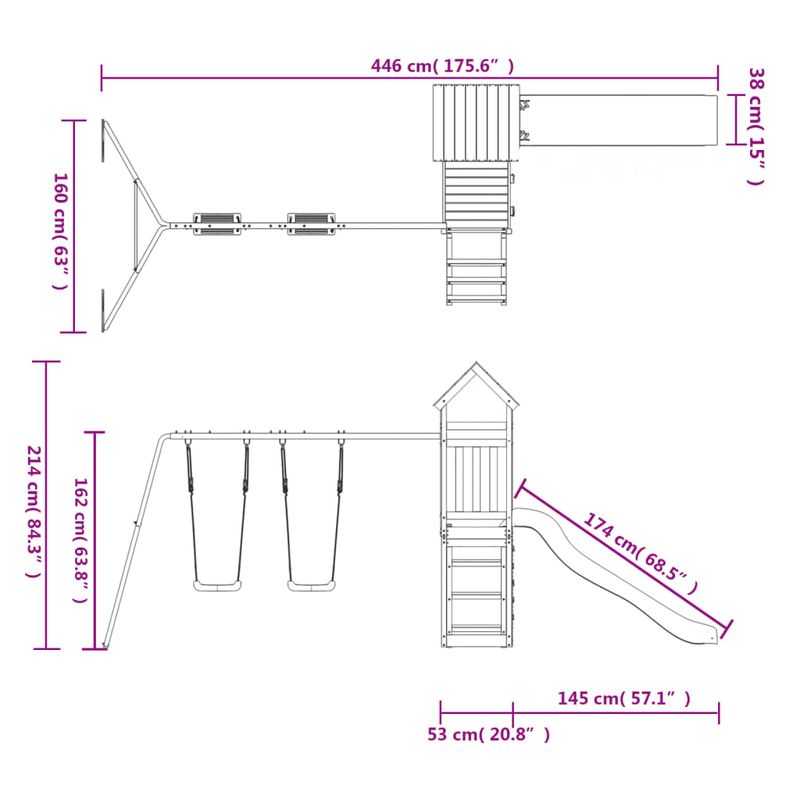 Jucarii, Copii si Bebe - Jucarii si jocuri - Jucarii de exterior - Spatii de joaca si accesorii - Set de joaca pentru exterior, lemn masiv de douglas - Infinity.ro