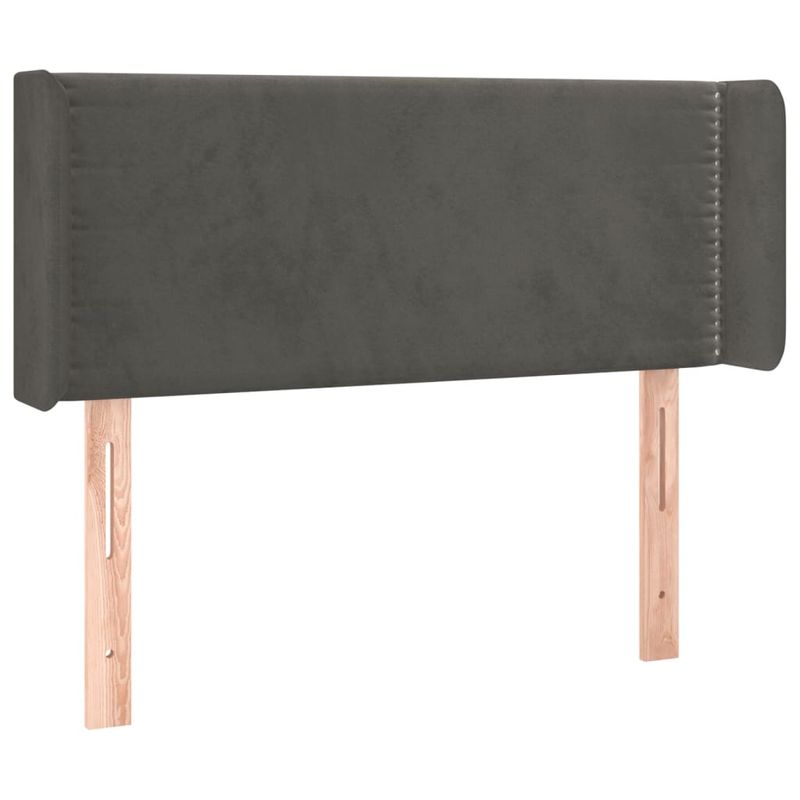 Casa si Gradina - Mobilier - Paturi si accesorii - Accesorii paturi - Tablie de pat cu LED, gri inchis, 93x16x78/88 cm, catifea - Infinity.ro
