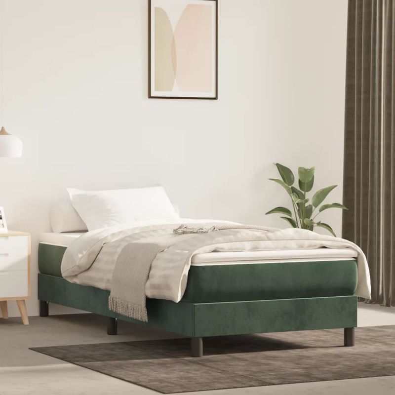 Casa si Gradina - Mobilier - Saltele si somiere - Saltele - Saltea de pat cu arcuri, verde inchis, 90x200x20 cm, catifea - Infinity.ro