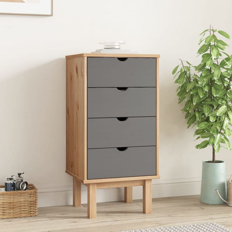 Casa si Gradina - Mobilier - Comode si corpuri - Comode - Dulap cu sertar "OTTA", maro/gri, 45x39x90cm, lemn masiv pin - Infinity.ro