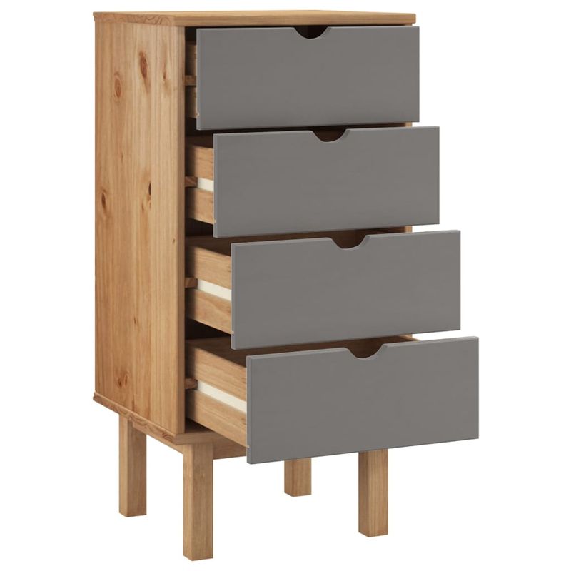 Casa si Gradina - Mobilier - Comode si corpuri - Comode - Dulap cu sertar "OTTA", maro/gri, 45x39x90cm, lemn masiv pin - Infinity.ro