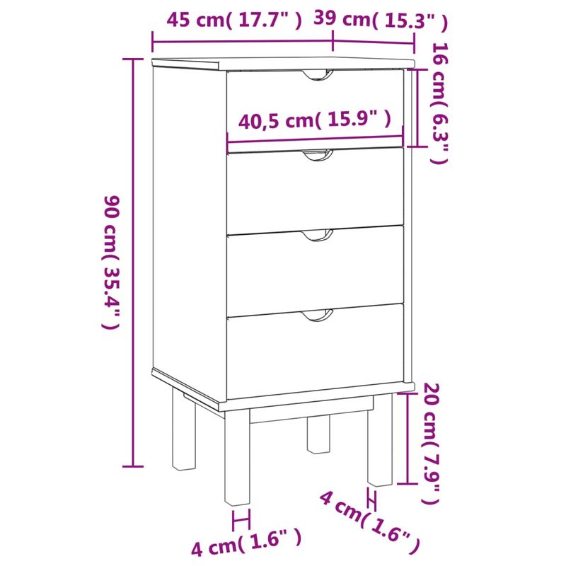 Casa si Gradina - Mobilier - Comode si corpuri - Comode - Dulap cu sertar "OTTA", maro/gri, 45x39x90cm, lemn masiv pin - Infinity.ro