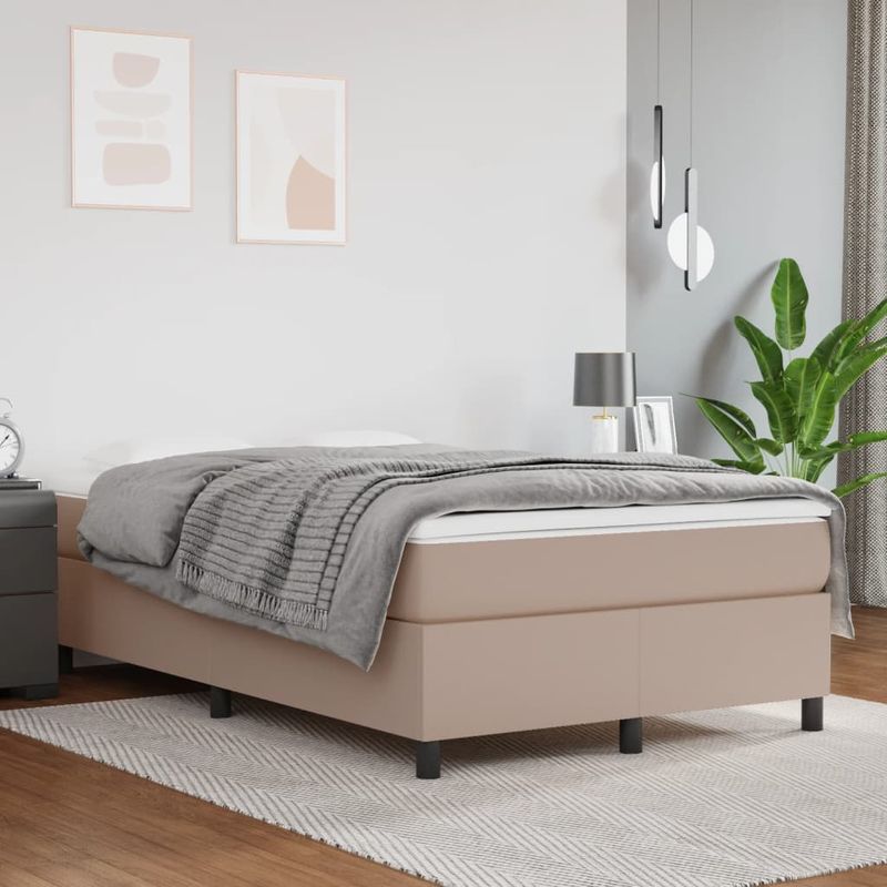 Casa si Gradina - Mobilier - Paturi si accesorii - Paturi - Cadru de pat box spring, cappuccino, 120x200cm, piele ecologica, înălțime 35 cm - Infinity.ro