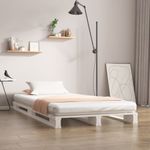 Casa si Gradina - Mobilier - Paturi si accesorii - Paturi - Pat din paleti, alb, 90x200 cm, lemn masiv de pin - Infinity.ro