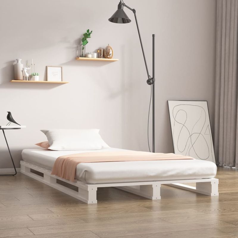 Casa si Gradina - Mobilier - Paturi si accesorii - Paturi - Pat din paleti, alb, 90x200 cm, lemn masiv de pin - Infinity.ro